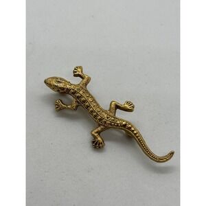 Brooch Gold Tone Vintage Cute Lizard Salamander Animal Tiny Delicate Little Guy